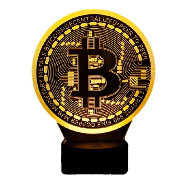 Lampa Bitcoin Round 3D LED